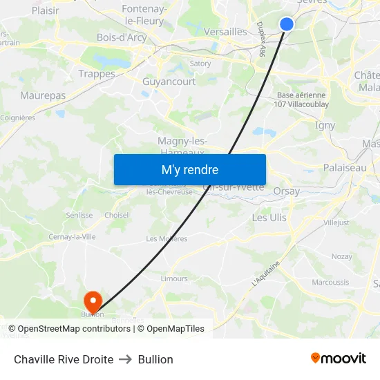 Chaville Rive Droite to Bullion map