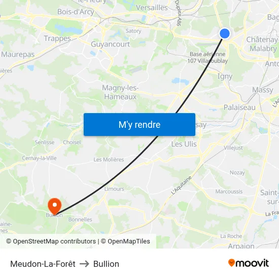 Meudon-La-Forêt to Bullion map