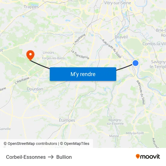 Corbeil-Essonnes to Bullion map