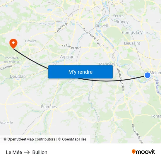 Le Mée to Bullion map
