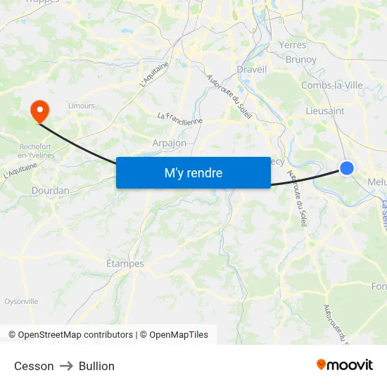 Cesson to Bullion map