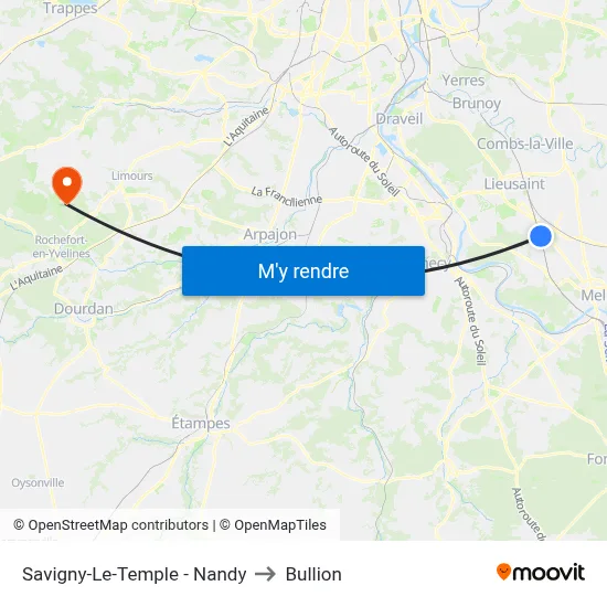 Savigny-Le-Temple - Nandy to Bullion map
