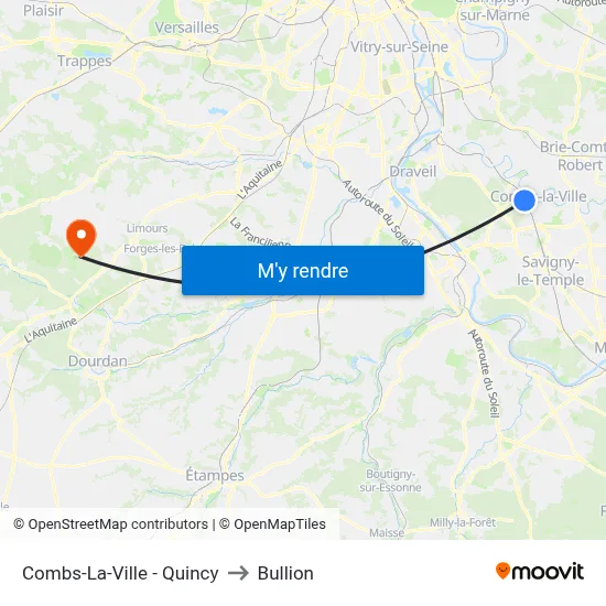 Combs-La-Ville - Quincy to Bullion map