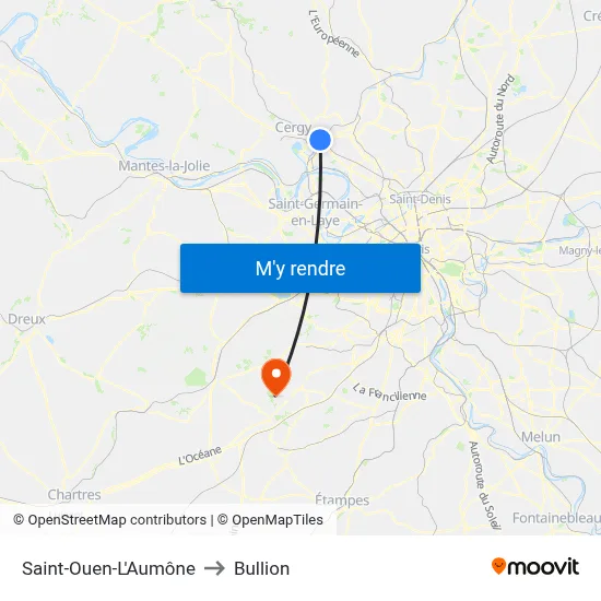 Saint-Ouen-L'Aumône to Bullion map