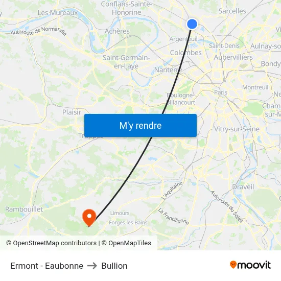Ermont - Eaubonne to Bullion map