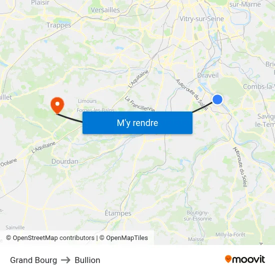 Grand Bourg to Bullion map
