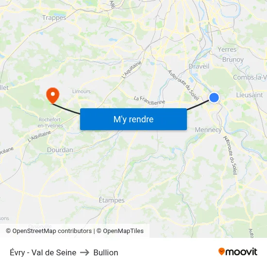 Évry - Val de Seine to Bullion map