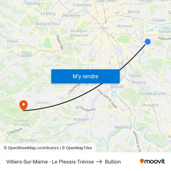 Villiers-Sur-Marne - Le Plessis-Trévise to Bullion map