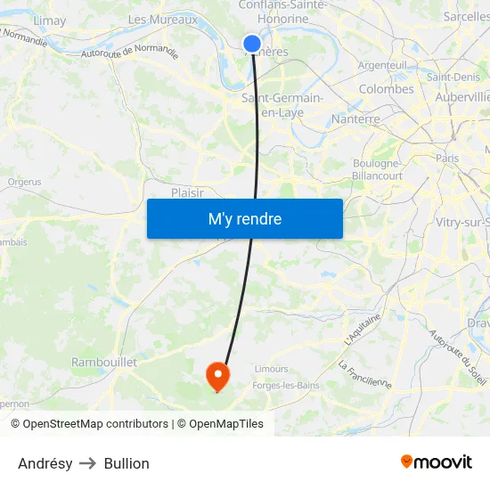 Andrésy to Bullion map
