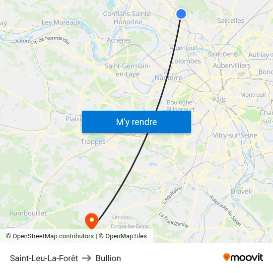 Saint-Leu-La-Forêt to Bullion map