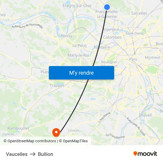 Vaucelles to Bullion map