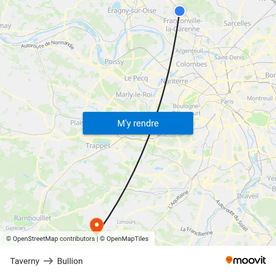 Taverny to Bullion map