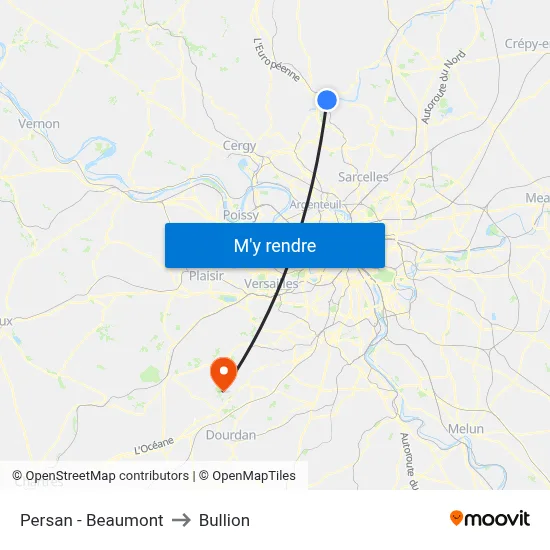 Persan - Beaumont to Bullion map