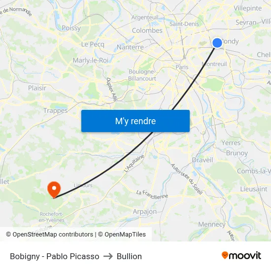Bobigny - Pablo Picasso to Bullion map
