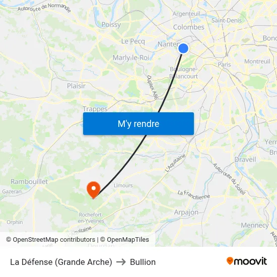 La Défense (Grande Arche) to Bullion map