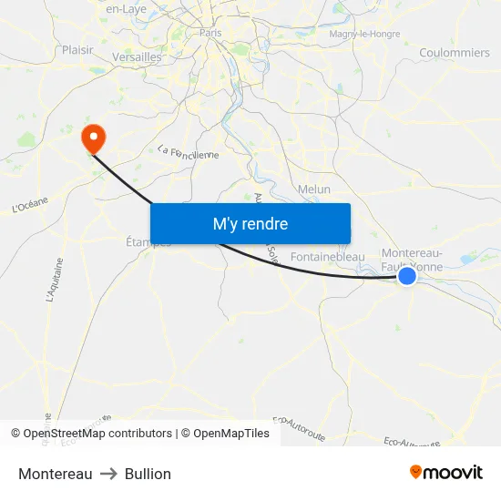 Montereau to Bullion map