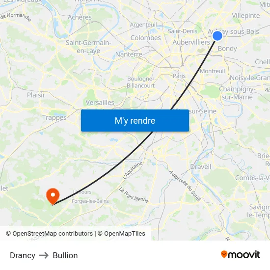 Drancy to Bullion map