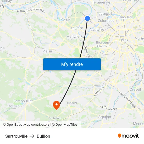 Sartrouville to Bullion map