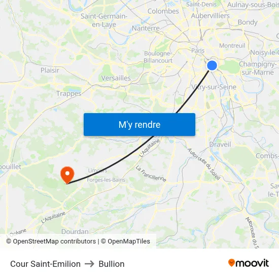 Cour Saint-Emilion to Bullion map