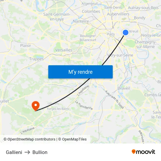 Gallieni to Bullion map