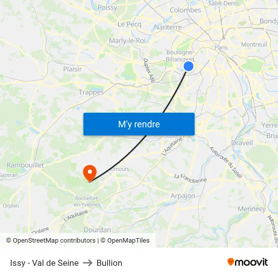 Issy - Val de Seine to Bullion map