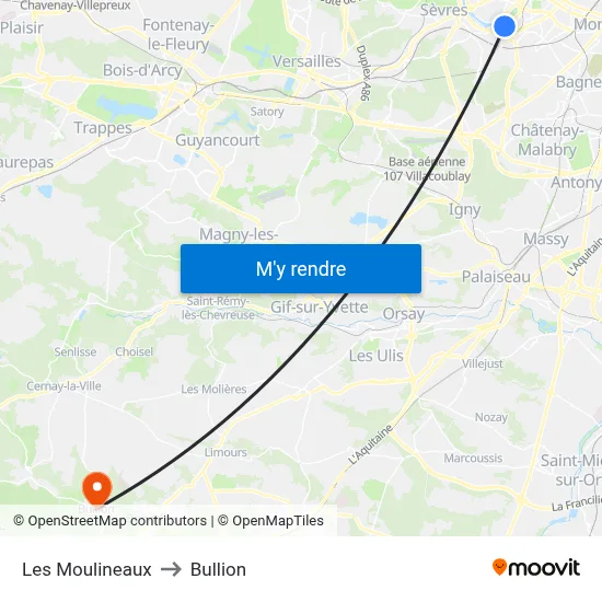 Les Moulineaux to Bullion map