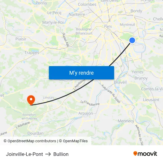 Joinville-Le-Pont to Bullion map