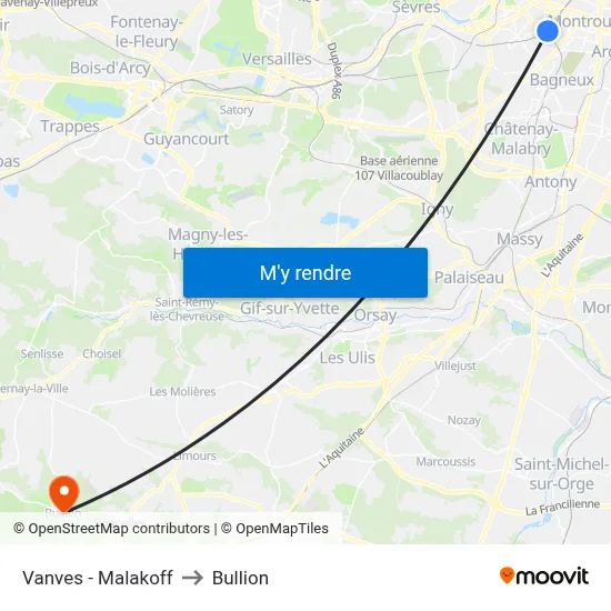 Vanves - Malakoff to Bullion map
