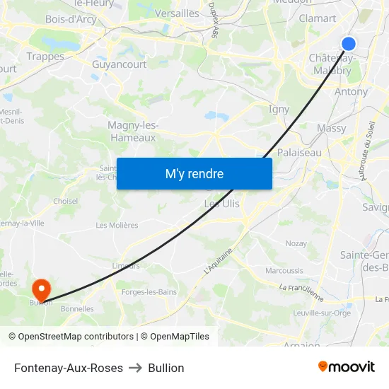 Fontenay-Aux-Roses to Bullion map
