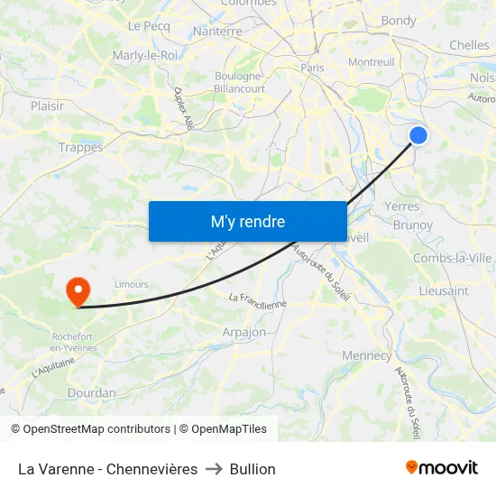 La Varenne - Chennevières to Bullion map