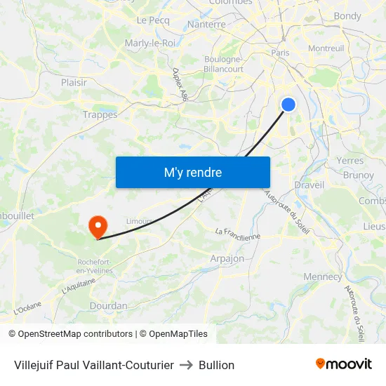 Villejuif Paul Vaillant-Couturier to Bullion map