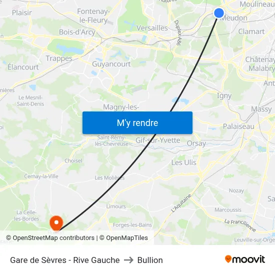 Gare de Sèvres - Rive Gauche to Bullion map