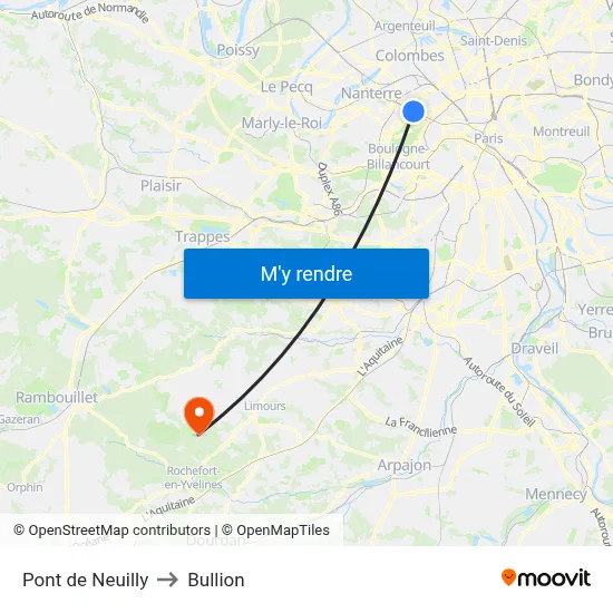Pont de Neuilly to Bullion map