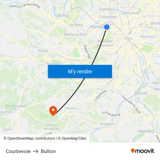 Courbevoie to Bullion map