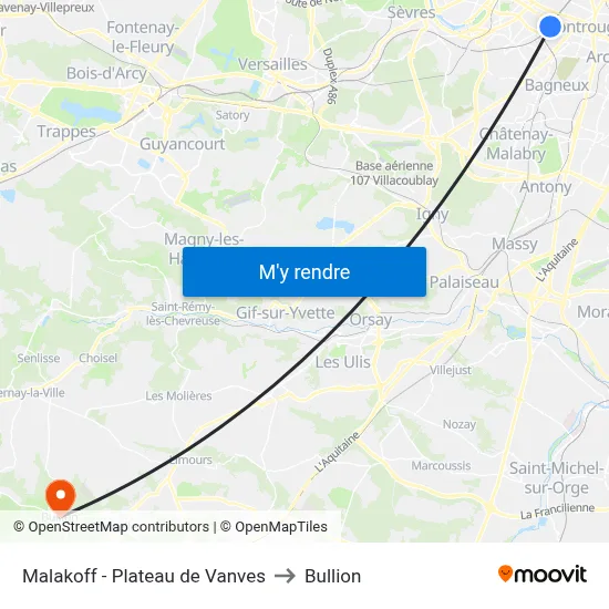 Malakoff - Plateau de Vanves to Bullion map