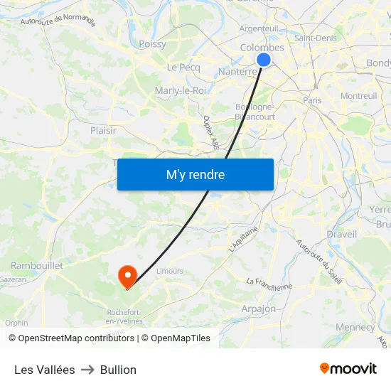 Les Vallées to Bullion map