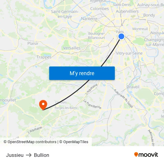Jussieu to Bullion map