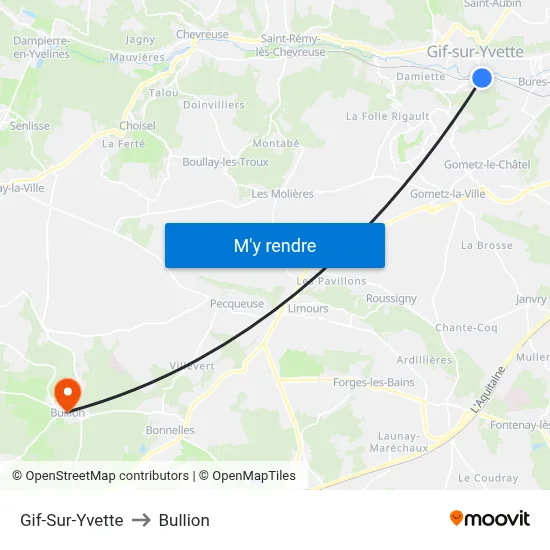 Gif-Sur-Yvette to Bullion map