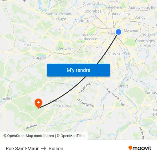 Rue Saint-Maur to Bullion map