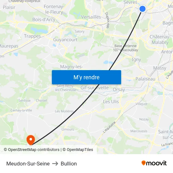 Meudon-Sur-Seine to Bullion map