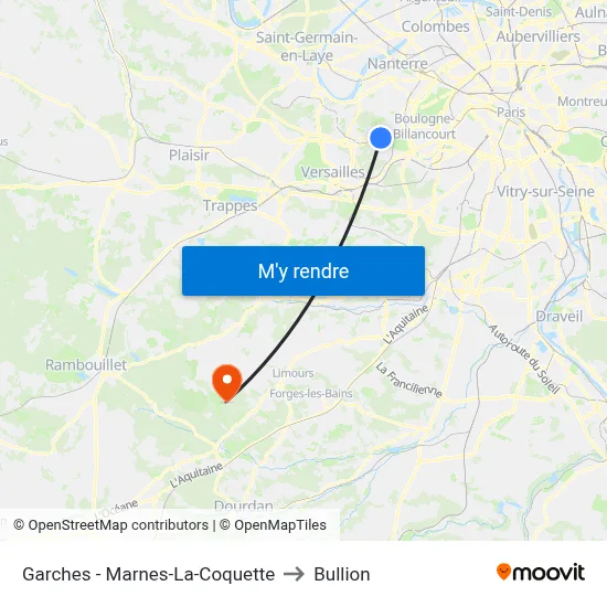 Garches - Marnes-La-Coquette to Bullion map