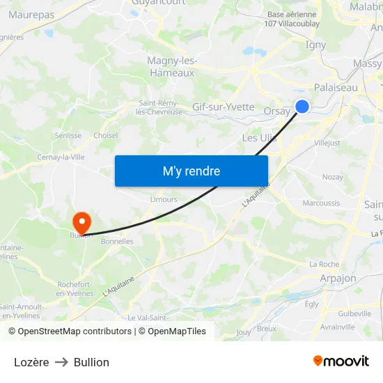 Lozère to Bullion map