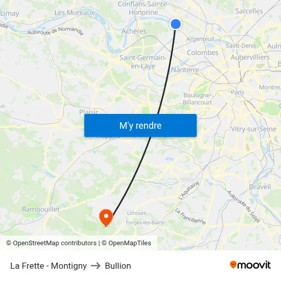 La Frette - Montigny to Bullion map