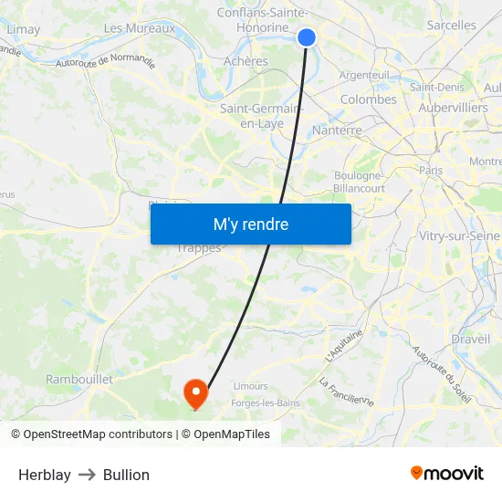 Herblay to Bullion map