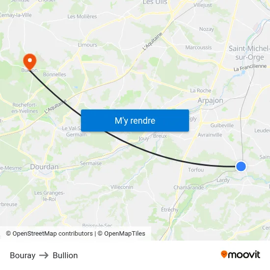 Bouray to Bullion map