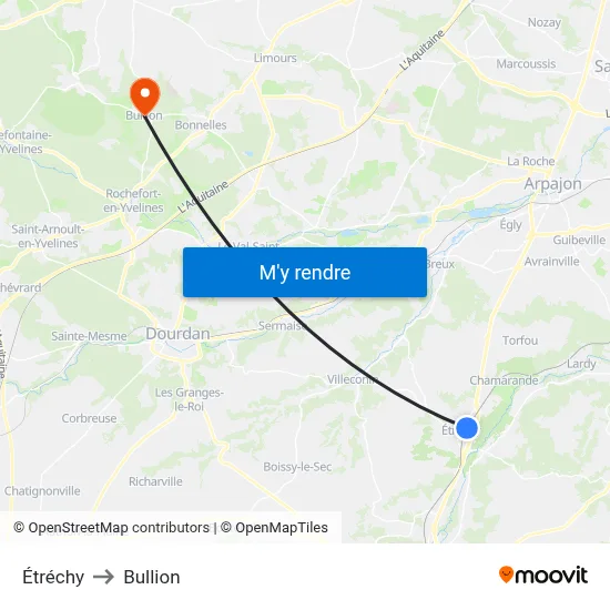 Étréchy to Bullion map