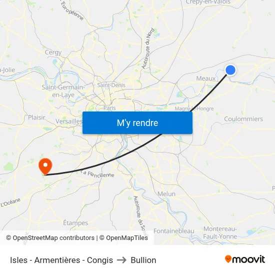 Isles - Armentières - Congis to Bullion map
