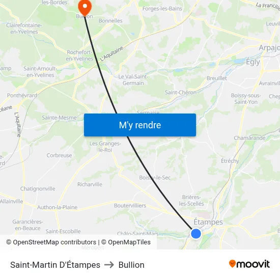 Saint-Martin D'Étampes to Bullion map