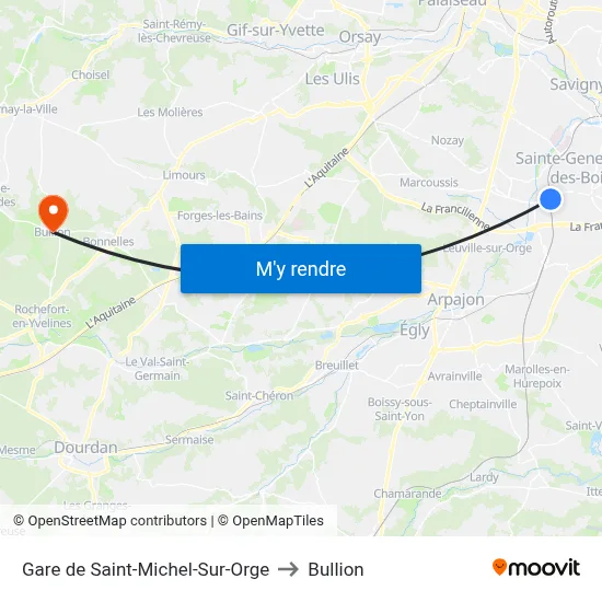 Saint-Michel-Sur-Orge to Bullion map