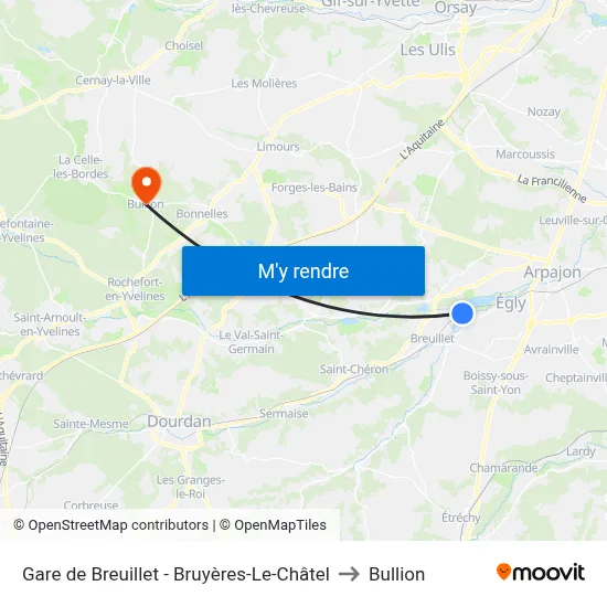Breuillet - Bruyères-Le-Châtel to Bullion map